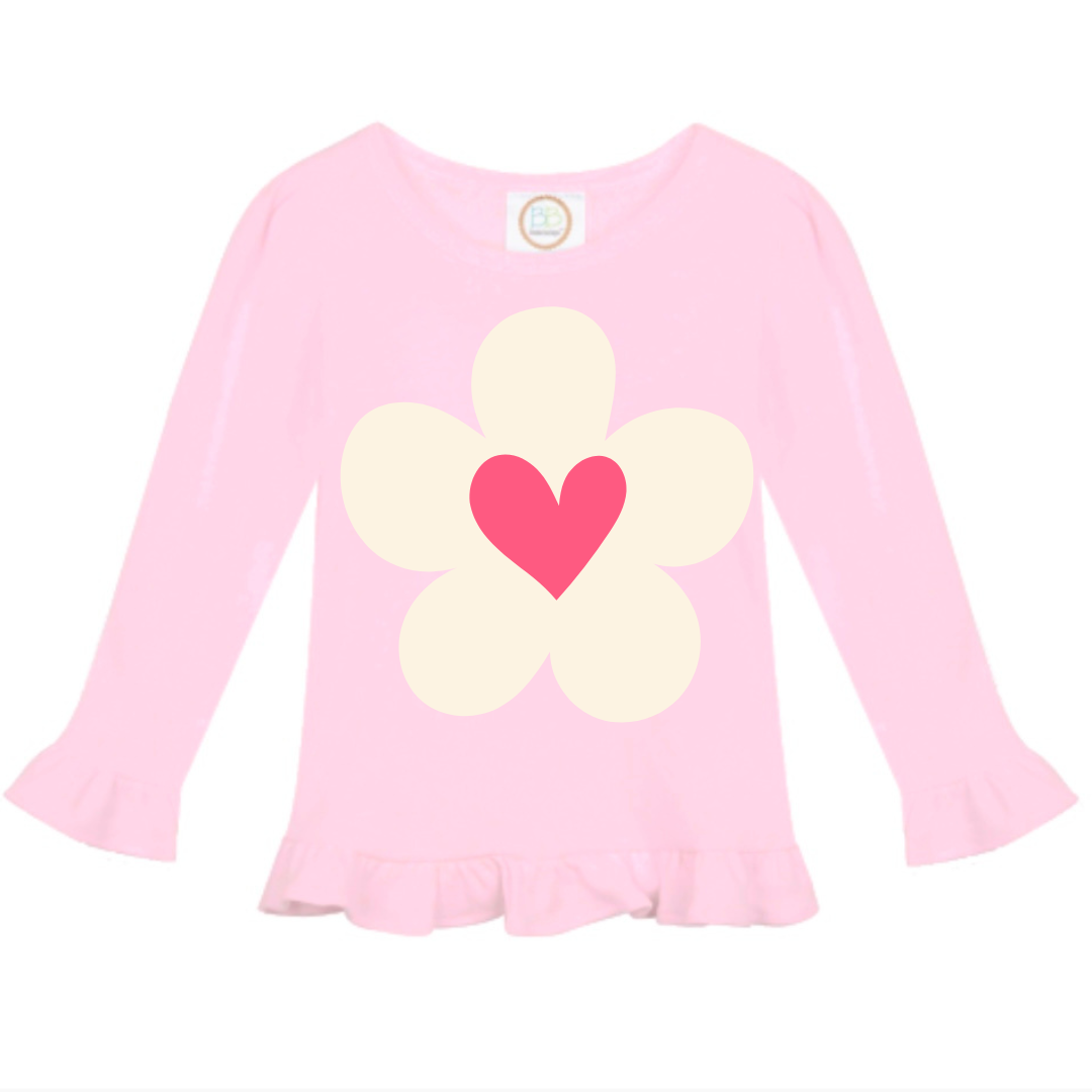 PRE-ORDER | Daisy Heart Girl’s Long Sleeve Ruffle Shirt