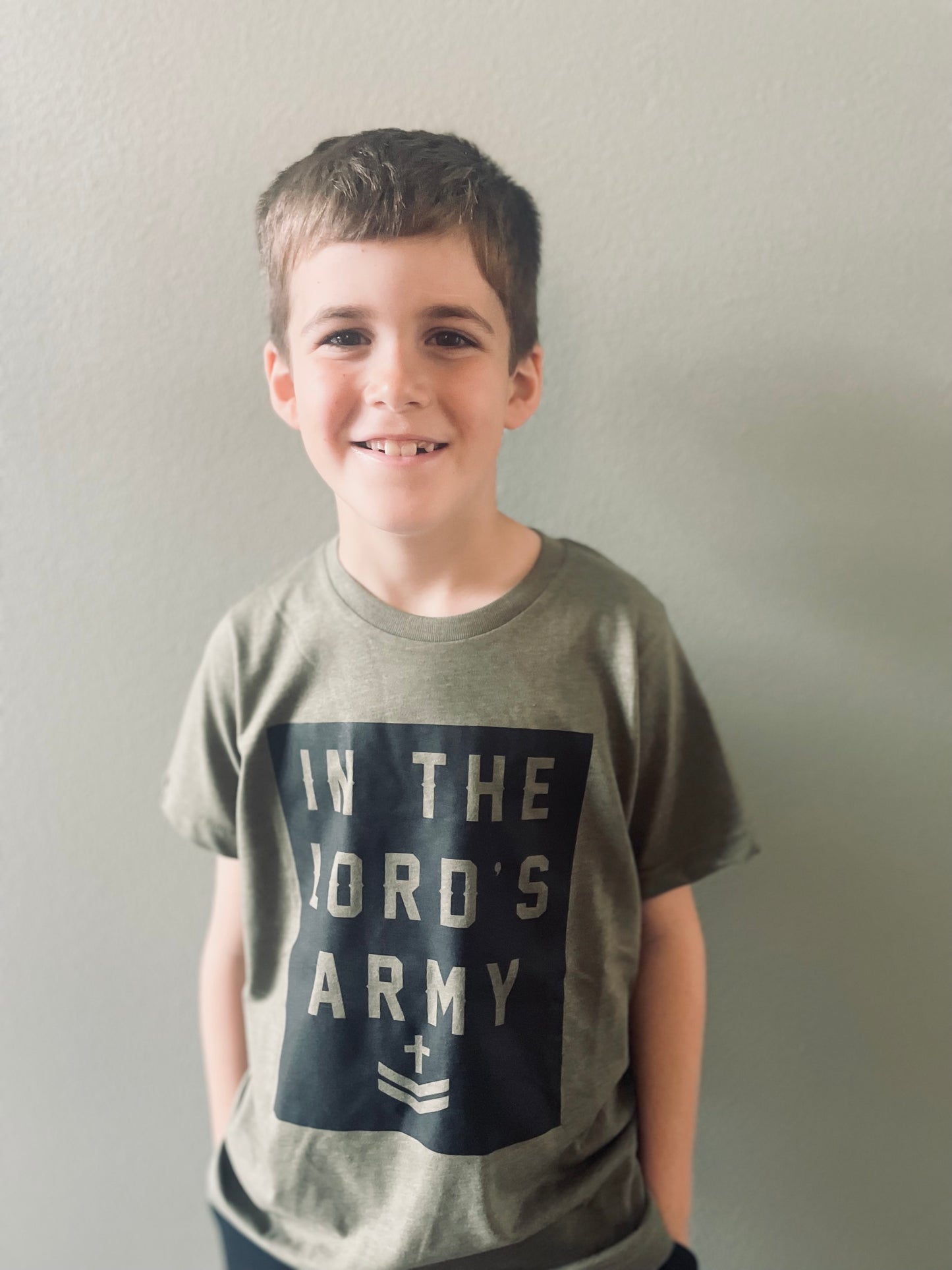 In The Lord's Army Olive Green Youth Graphic Tee