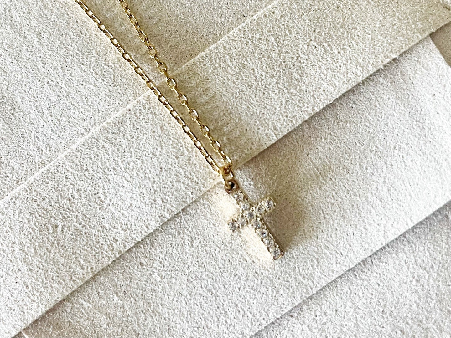 Mary {Gold} Crystal Cross Necklace