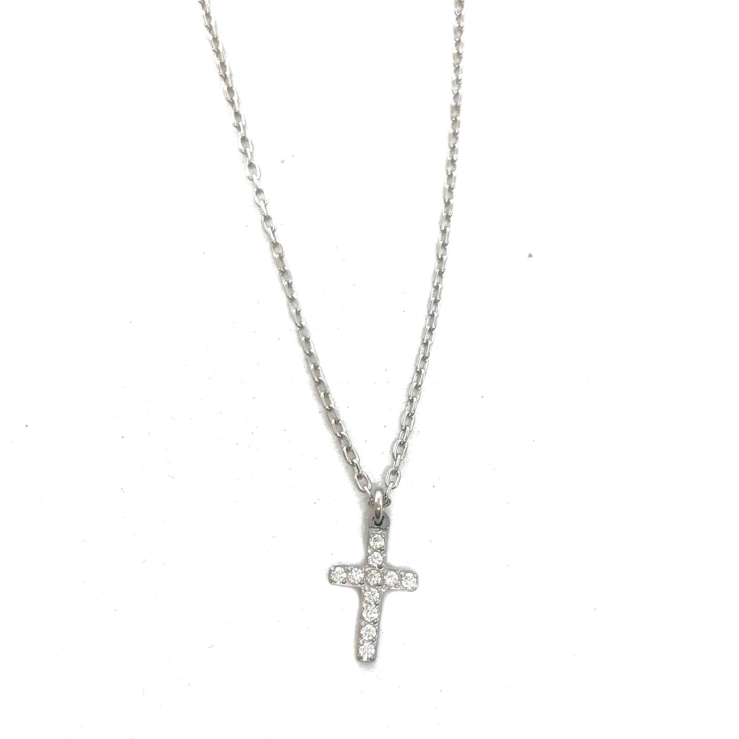 Mary {Silver} Crystal Cross Necklace