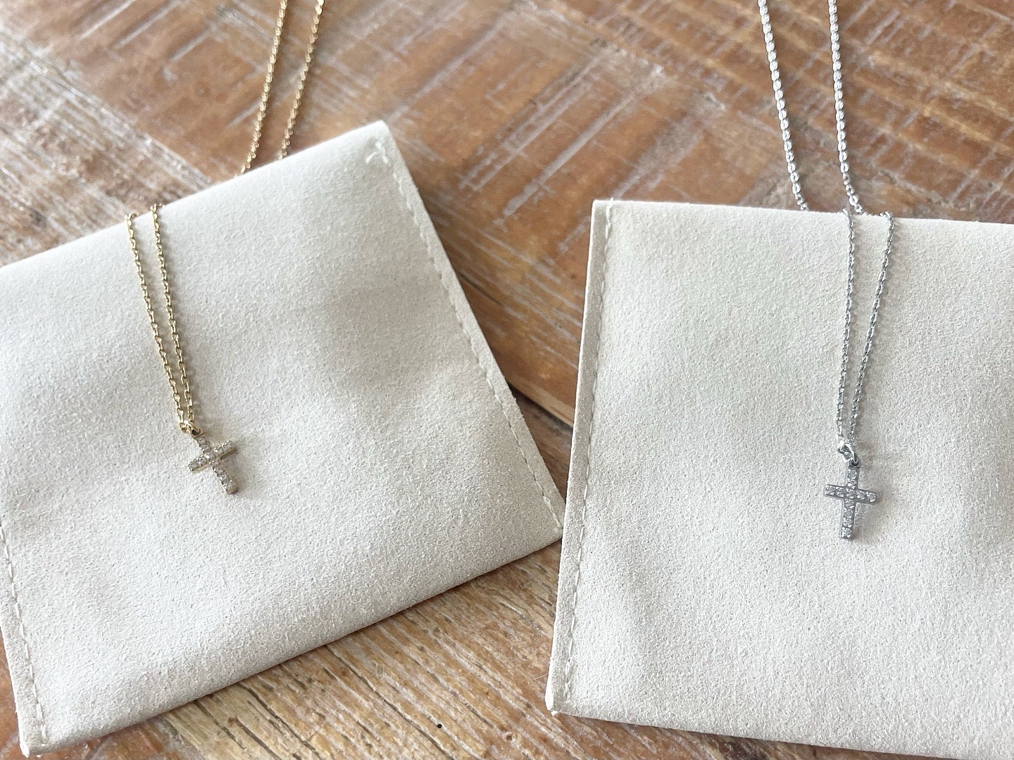 Mary {Silver} Crystal Cross Necklace