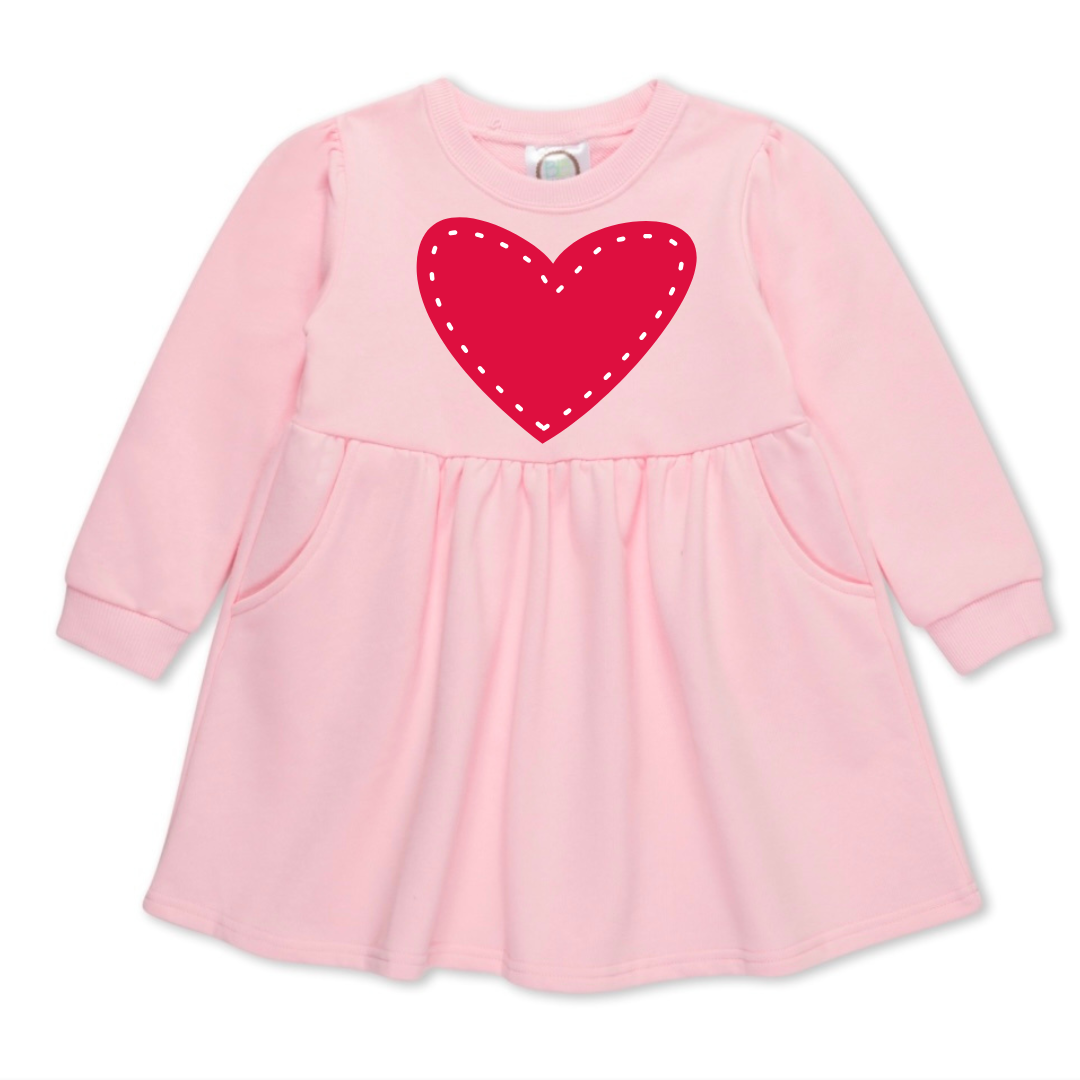 PRE-ORDER | Big Heart Long Sleeve Sweatshirt Dress