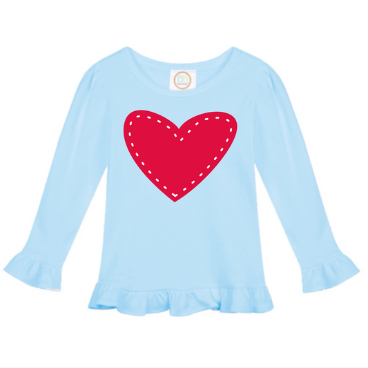 PRE-ORDER | Big Heart Girl’s Long Sleeve Ruffle Shirt