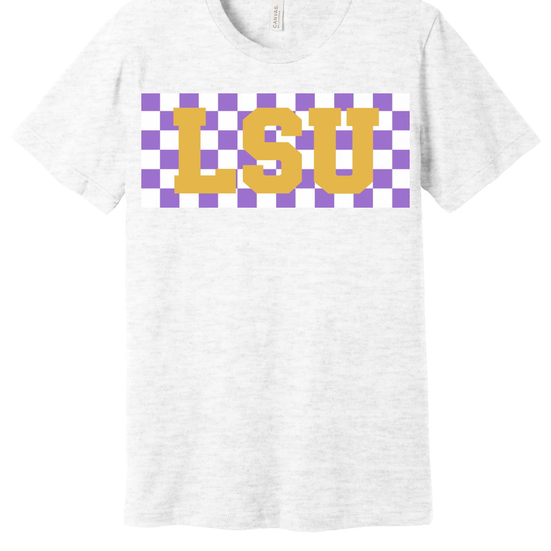 LSU Retro Checker Graphic Tee