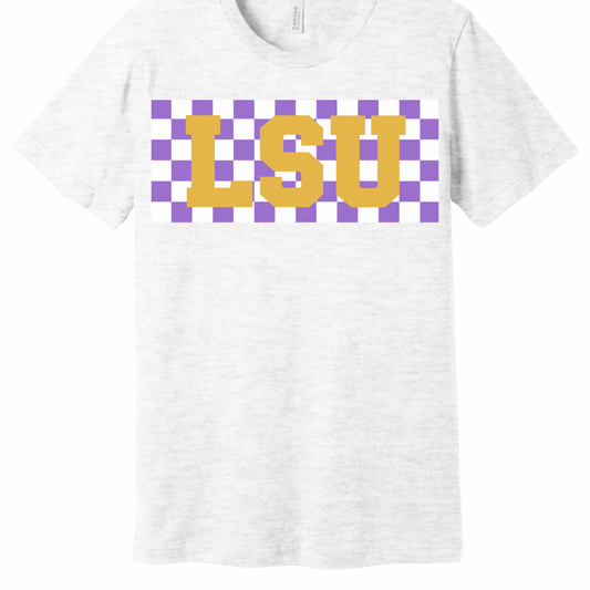 LSU Retro Checker Graphic Tee