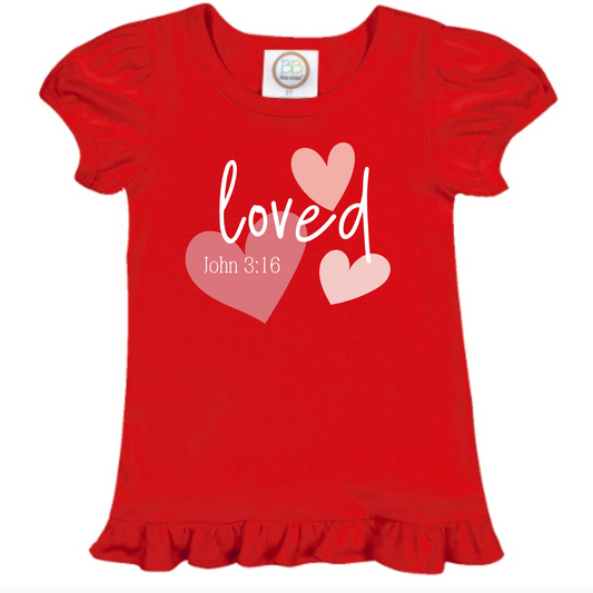 PRE-ORDER | John 3:16 Girl’s Short Sleeve Ruffle Shirt