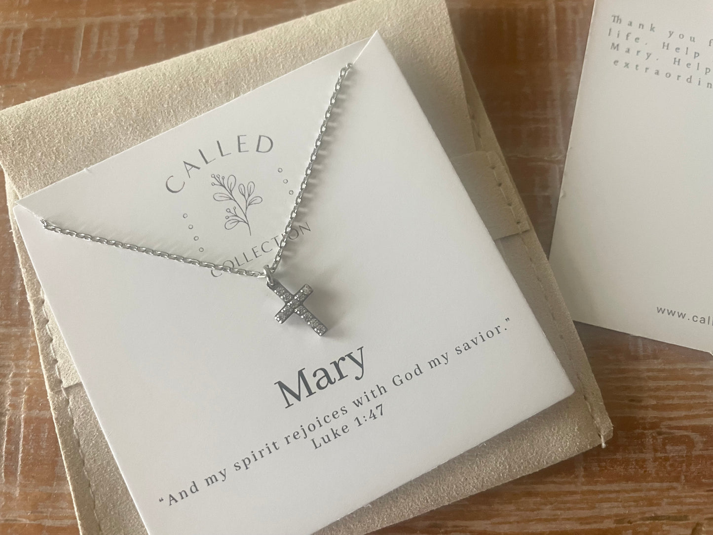 Mary {Silver} Crystal Cross Necklace