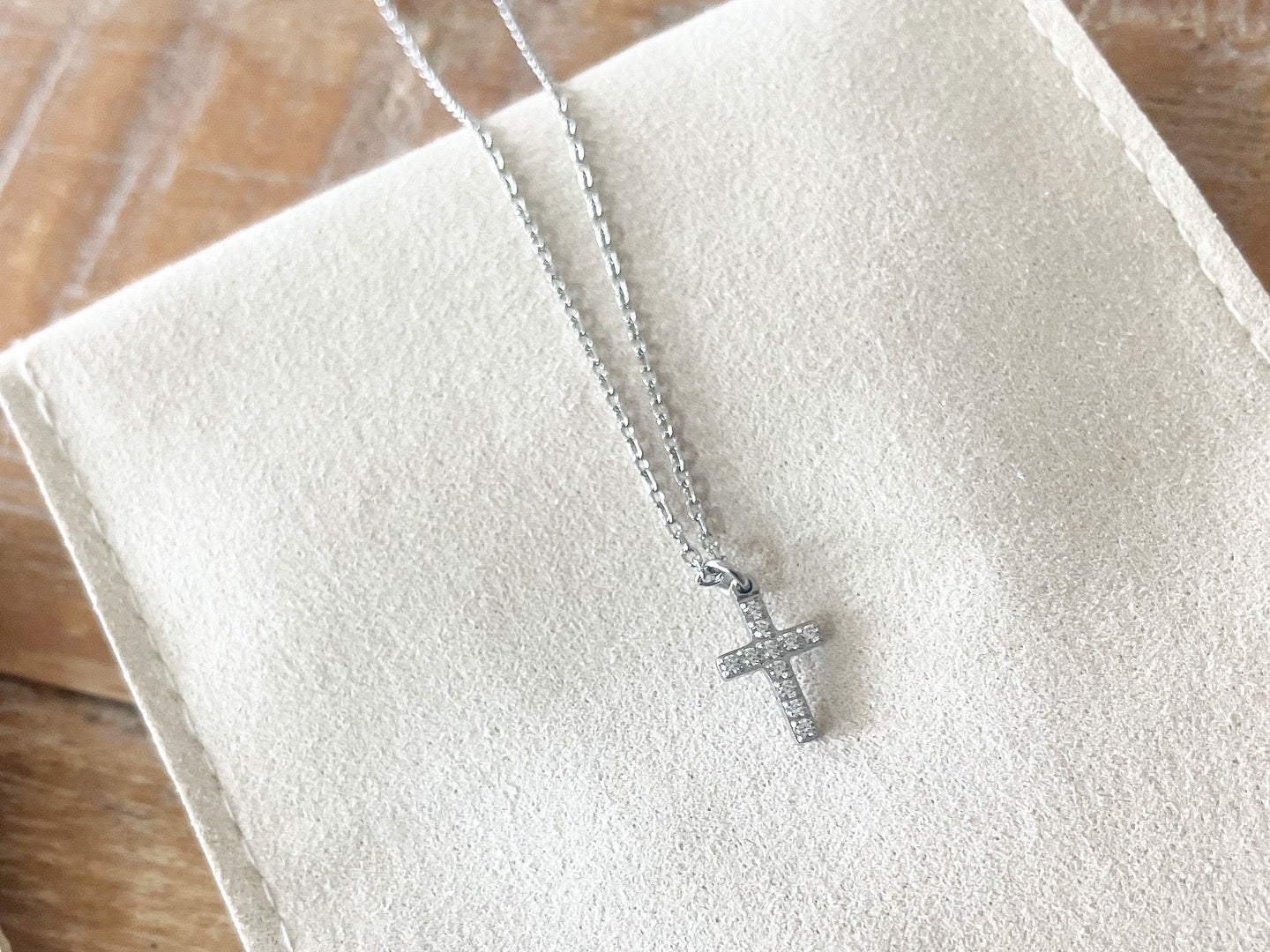 Mary {Silver} Crystal Cross Necklace