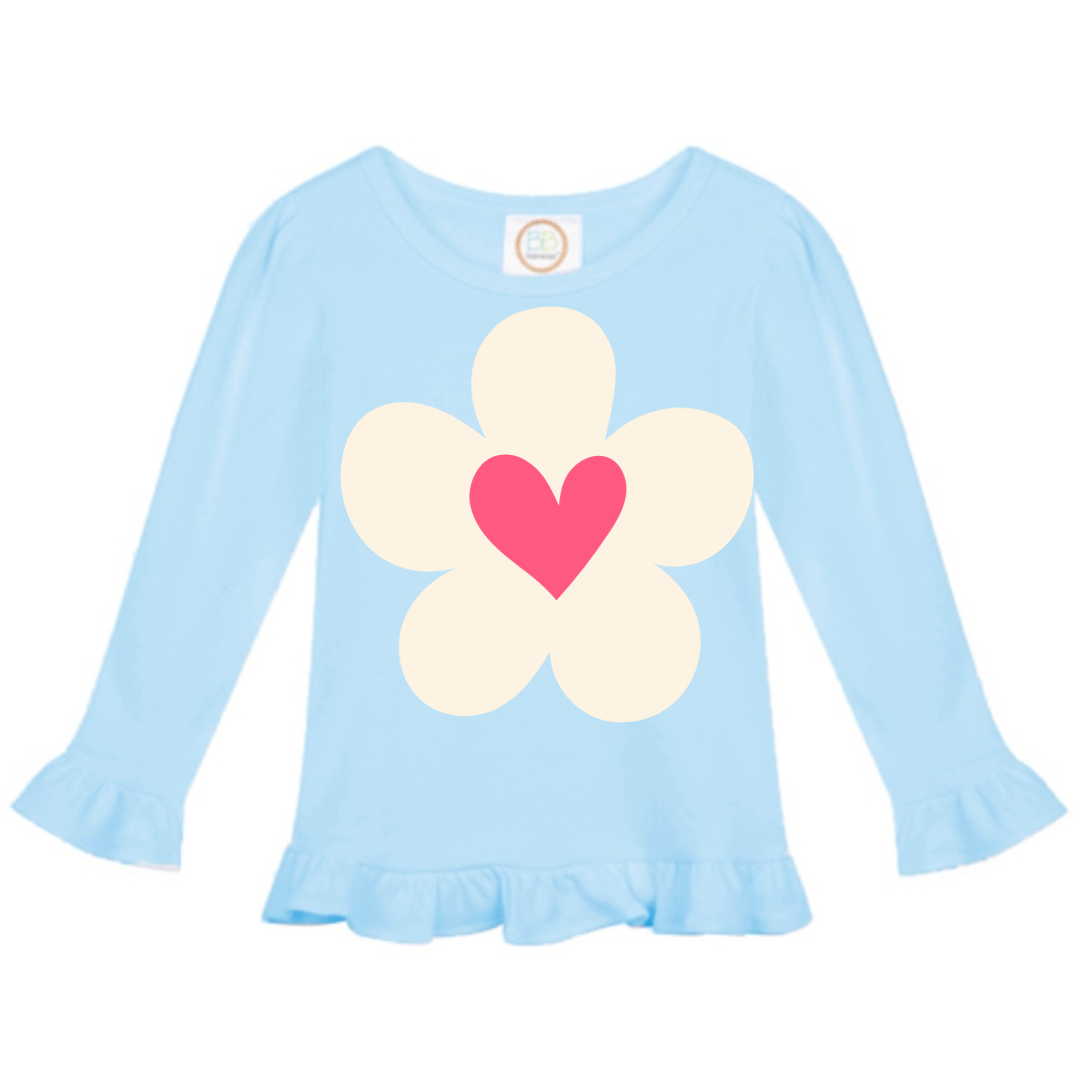 PRE-ORDER | Daisy Heart Girl’s Long Sleeve Ruffle Shirt