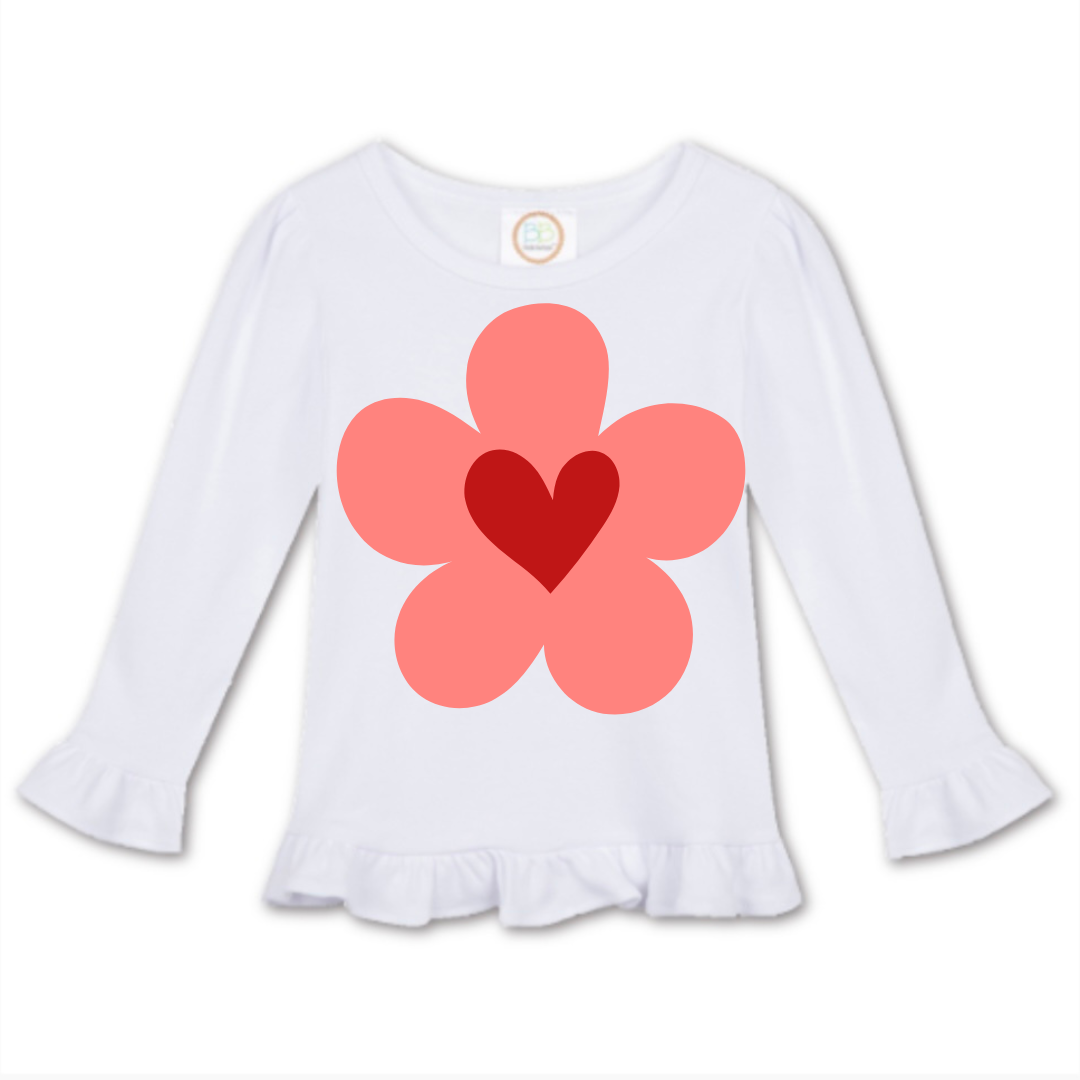 PRE-ORDER | Daisy Heart Girl’s Long Sleeve Ruffle Shirt